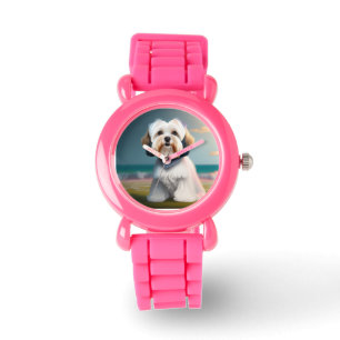 Surfer Meisje Maltese Terrier Hond eWatch Horloge