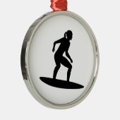 Surfer meisje metalen ornament (Rechts)