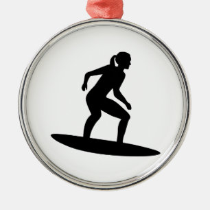 Surfer meisje metalen ornament