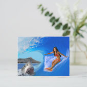 SURFER MEISJE ONTsnapt Briefkaart (Staand voorkant)