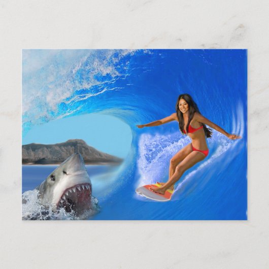 SURFER MEISJE ONTsnapt Briefkaart (Voorkant)