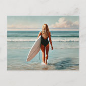 Surfer Meisje op het strand Briefkaart (Voorkant)
