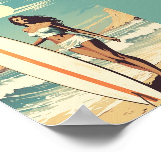  Surfer Meisje Poster (Hoek)