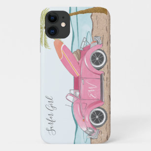 Surfer Meisje Roze Auto Strand Case-Mate iPhone Case