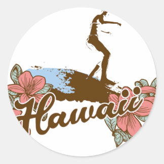 Surfer Meisje Strand Hawaii surf Hawaïaans Ronde Sticker