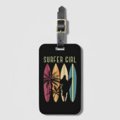 Surfer Meisje Surfplank Surfen Vrouwen Meisjes Sur Bagagelabel (Voorkant (verticaal))