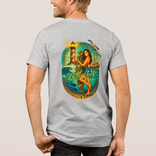 Surfer Meisje voor, achter Premium T-Shirt (Achterkant)