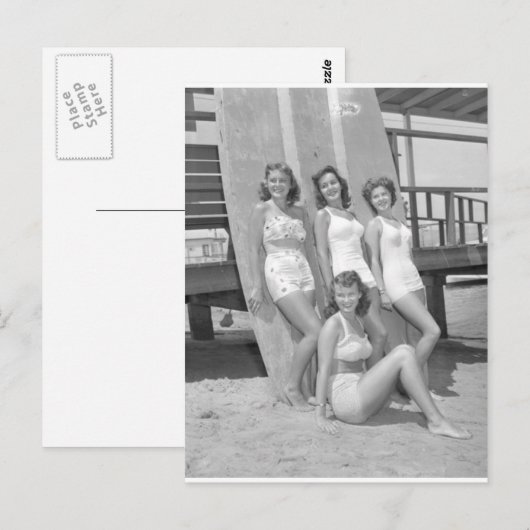  surfer meisjes briefkaart (Voorkant / Achterkant)