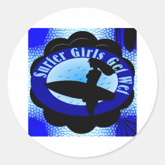 Surfer meisjes krijgen nat ronde sticker