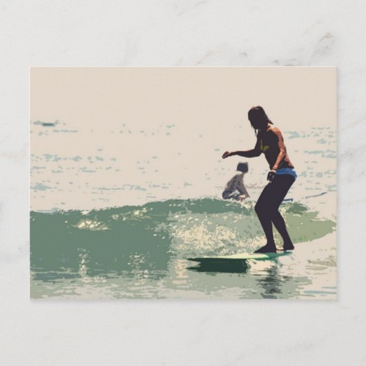 Surfer meisjes rock briefkaart (Voorkant)