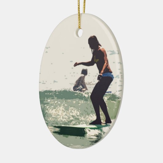 Surfer meisjes rock keramisch ornament (Links)