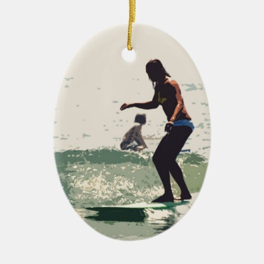 Surfer meisjes rock keramisch ornament (Voorkant)