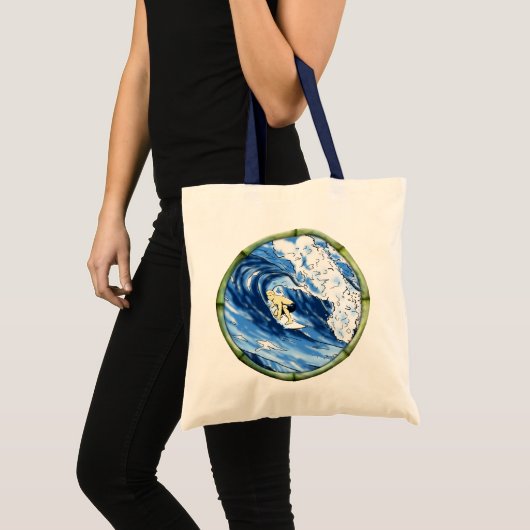 Surfer met Lijst van Bamboe Tote Bag (Voorkant (product))
