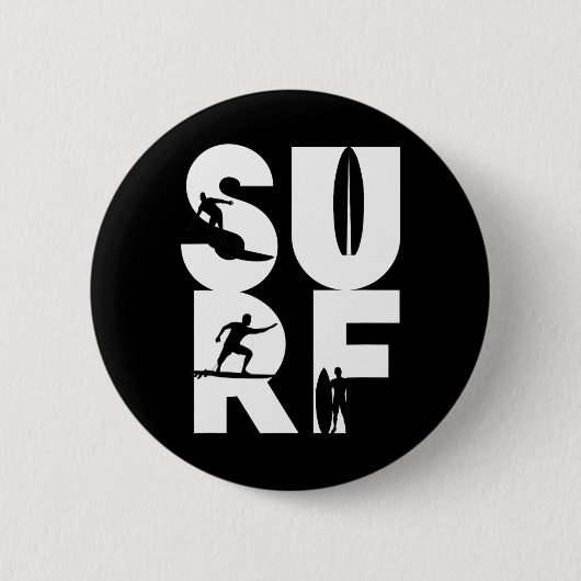 Surfer Met Surfplanken In Surf Wave Rider En Idee Ronde Button 5,7 Cm (Voorkant)