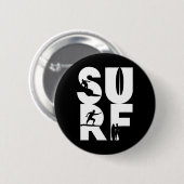 Surfer Met Surfplanken In Surf Wave Rider En Idee Ronde Button 5,7 Cm (Voorkant /achterkant)