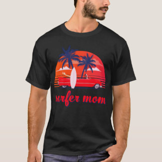 Surfer Moeder Auto en Palmrees vriend vriend T-shirt