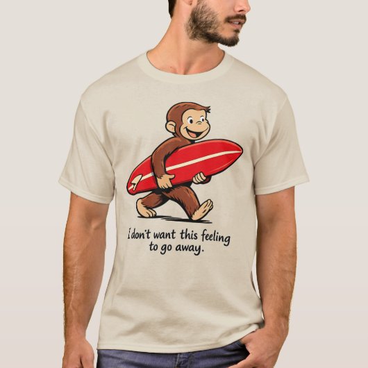  Surfer Monkey, Nostalgische Zomerstrand  T-shirt (Voorkant)
