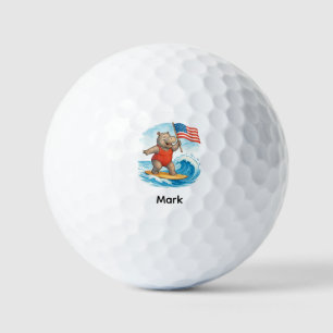 Surfer Nijlpaard Surft op 4 juli Onafhankelijkheid Golfballen