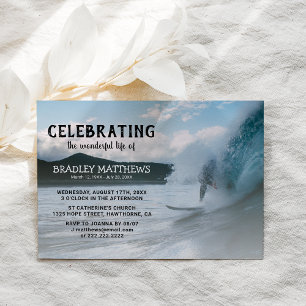 Surfer Oceaan Golf Viering van het Leven Funeral Kaart