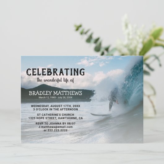 Surfer Ocean Wave | Viering van de begrafenis van Kaart (Staand voorkant)