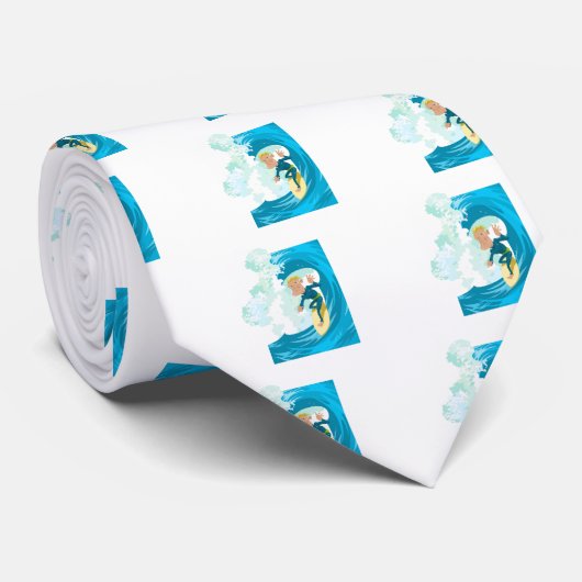 Surfer onder een golftunnel stropdas (Opgerold)