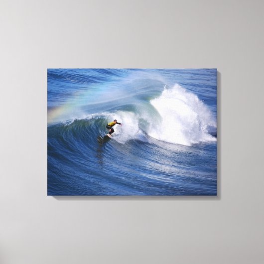 Surfer onder een regenboog canvas afdruk (Voorkant)