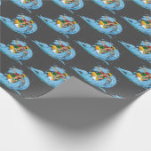 Surfer op Blue Wave Cadeaupapier (Hoek)