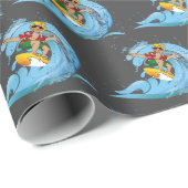 Surfer op Blue Wave Cadeaupapier (Rol Hoek)