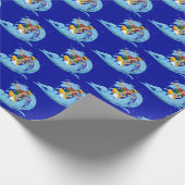 Surfer op Blue Wave Cadeaupapier (Hoek)