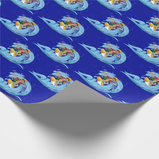 Surfer op Blue Wave Cadeaupapier (Hoek)