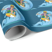 Surfer op Blue Wave Cadeaupapier (Rol Hoek)