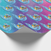 Surfer op Blue Wave Cadeaupapier (Hoek)