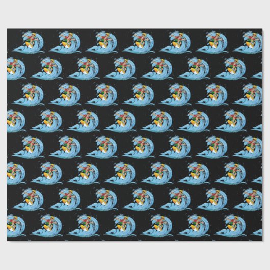 Surfer op Blue Wave Cadeaupapier (Vlak)