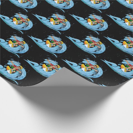 Surfer op Blue Wave Cadeaupapier (Hoek)