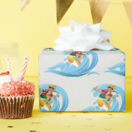 Surfer op Blue Wave Cadeaupapier