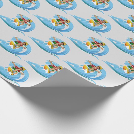 Surfer op Blue Wave Cadeaupapier (Hoek)