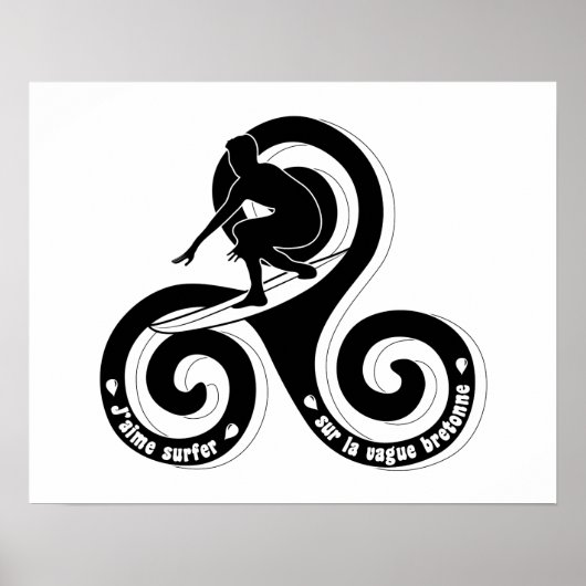 Surfer op de Bretonse golf (mannenversie) Poster (Voorkant)
