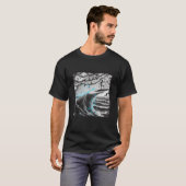 Surfer op een blauwe golf t-shirt (Voorkant volledig)