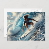 Surfer op een golf briefkaart (Voorkant / Achterkant)