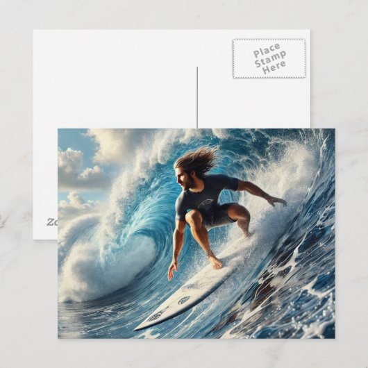 Surfer op een golf briefkaart (Voorkant / Achterkant)