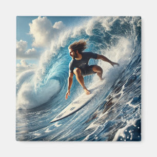 Surfer op een golf magneet