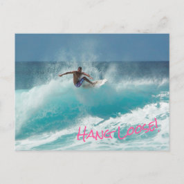 Surfer op een grote golf briefkaart