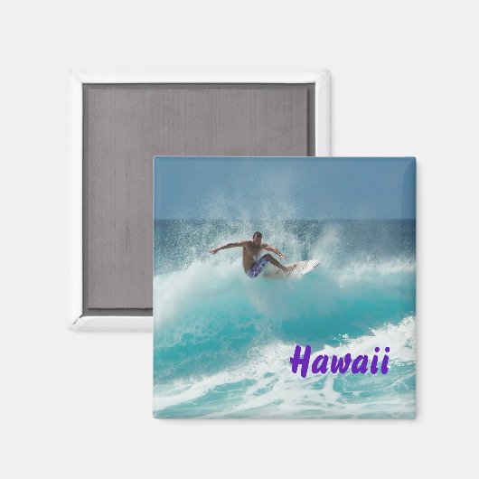 Surfer op een grote golf tekst magneet (Voorkant / Achterkant)