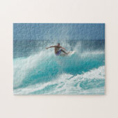 Surfer op een grote golfpuzzel legpuzzel (Horizontaal)