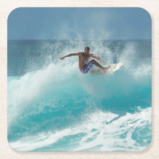 Surfer op een onderzetter met grote golven (Voorkant)