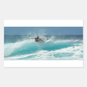 Surfer op een sticker met grote golflengte