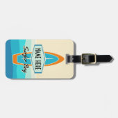 Surfer op het strand bagagelabel (Voorkant horizontaal)