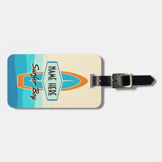 Surfer op het strand bagagelabel (Voorkant horizontaal)