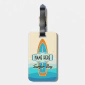 Surfer op het strand bagagelabel (Achterkant verticaal)