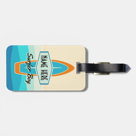 Surfer op het strand bagagelabel (Achterkant horizontaal)